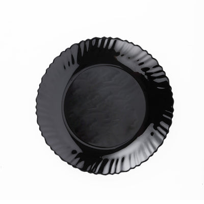Royalford RF11903 9.5" Opalware Flat Plate| elegant black wave design & chip-resistant durability| lightweight & is microwave & dishwasher safe for everyday use|