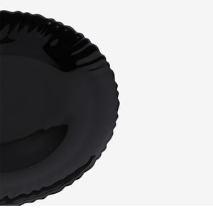 Royalford RF11903 9.5" Opalware Flat Plate| elegant black wave design & chip-resistant durability| lightweight & is microwave & dishwasher safe for everyday use|