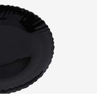 Royalford RF11903 9.5" Opalware Flat Plate| elegant black wave design & chip-resistant durability| lightweight & is microwave & dishwasher safe for everyday use|