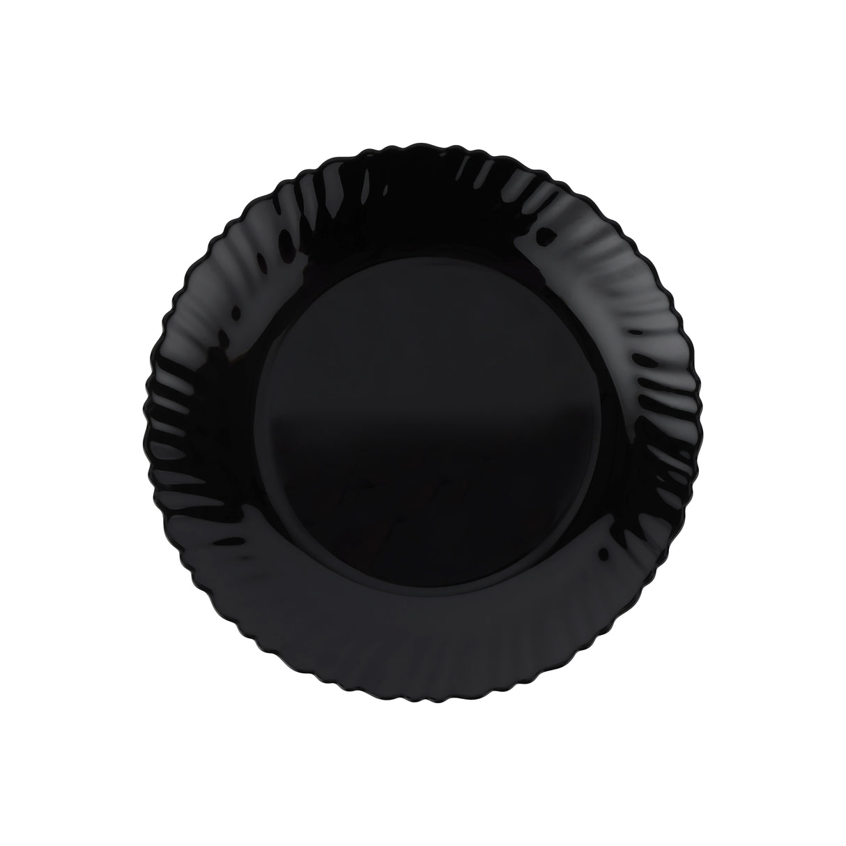 Royalford RF11903 9.5" Opalware Flat Plate| elegant black wave design & chip-resistant durability| lightweight & is microwave & dishwasher safe for everyday use|