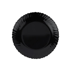 Royalford RF11903 9.5" Opalware Flat Plate| elegant black wave design & chip-resistant durability| lightweight & is microwave & dishwasher safe for everyday use|