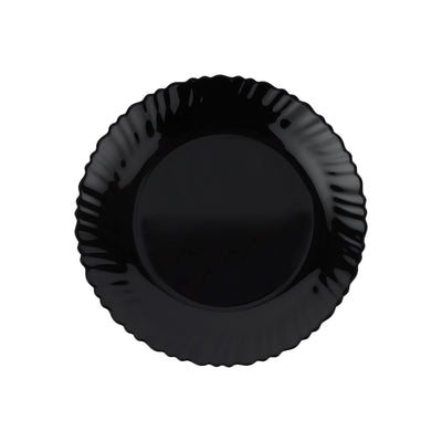 Royalford RF11903 9.5" Opalware Flat Plate| elegant black wave design & chip-resistant durability| lightweight & is microwave & dishwasher safe for everyday use|