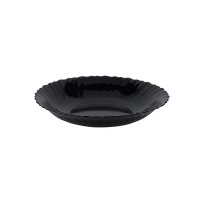Royalford RF11904 Opalware Soup Plate | 8.5 Inch Black Wave Series Deep Bowl, Lightweight Chip Resistant, Microwave & Dishwasher Safe  Serving Plate For Home & Kitchen Use