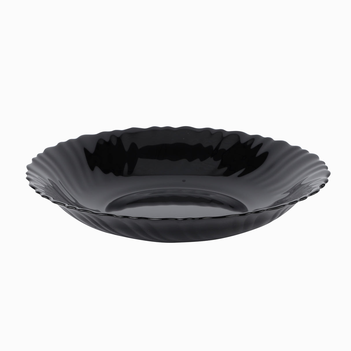 Royalford RF11904 Opalware Soup Plate | 8.5 Inch Black Wave Series Deep Bowl, Lightweight Chip Resistant, Microwave & Dishwasher Safe  Serving Plate For Home & Kitchen Use