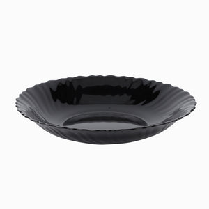 Royalford RF11904 Opalware Soup Plate | 8.5 Inch Black Wave Series Deep Bowl, Lightweight Chip Resistant, Microwave & Dishwasher Safe  Serving Plate For Home & Kitchen Use