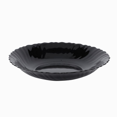 Royalford RF11904 Opalware Soup Plate | 8.5 Inch Black Wave Series Deep Bowl, Lightweight Chip Resistant, Microwave & Dishwasher Safe  Serving Plate For Home & Kitchen Use