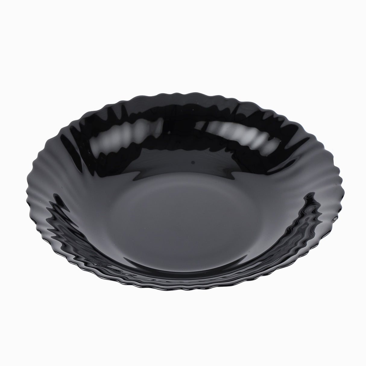 Royalford RF11904 Opalware Soup Plate | 8.5 Inch Black Wave Series Deep Bowl, Lightweight Chip Resistant, Microwave & Dishwasher Safe  Serving Plate For Home & Kitchen Use