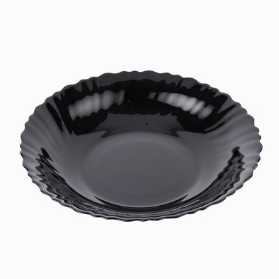 Royalford RF11904 Opalware Soup Plate | 8.5 Inch Black Wave Series Deep Bowl, Lightweight Chip Resistant, Microwave & Dishwasher Safe  Serving Plate For Home & Kitchen Use