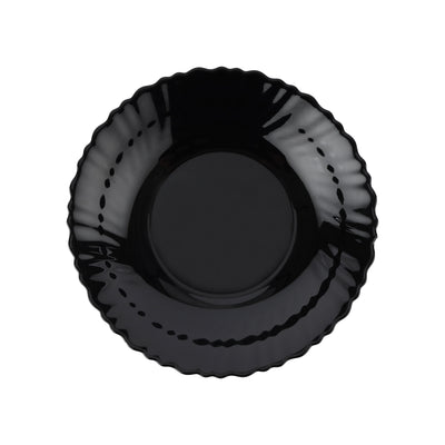 Royalford RF11904 Opalware Soup Plate | 8.5 Inch Black Wave Series Deep Bowl, Lightweight Chip Resistant, Microwave & Dishwasher Safe  Serving Plate For Home & Kitchen Use
