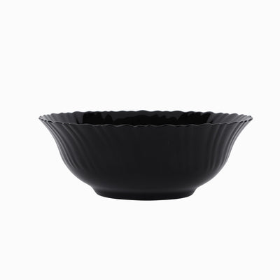 Royalford RF11906 8" Opalware Salad Bowl| stylish black wave design & chip-resistant durability| lightweight build & is microwave & dishwasher safe for daily use|