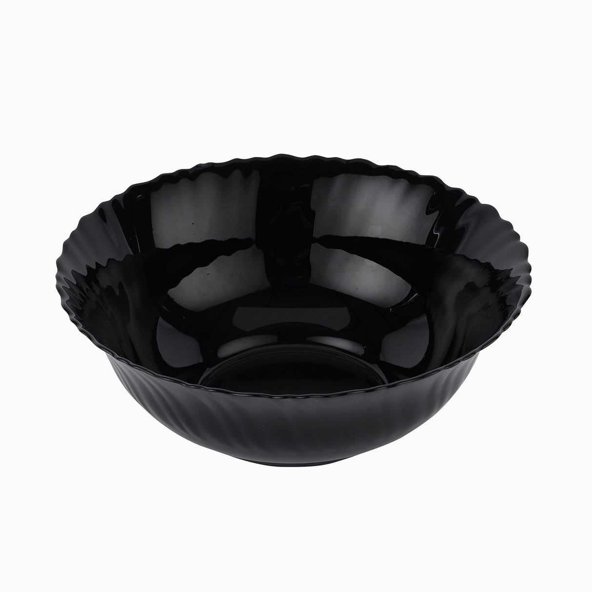 Royalford RF11906 8" Opalware Salad Bowl| stylish black wave design & chip-resistant durability| lightweight build & is microwave & dishwasher safe for daily use|