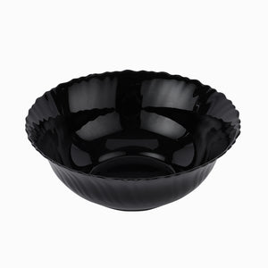 Royalford RF11906 8" Opalware Salad Bowl| stylish black wave design & chip-resistant durability| lightweight build & is microwave & dishwasher safe for daily use|