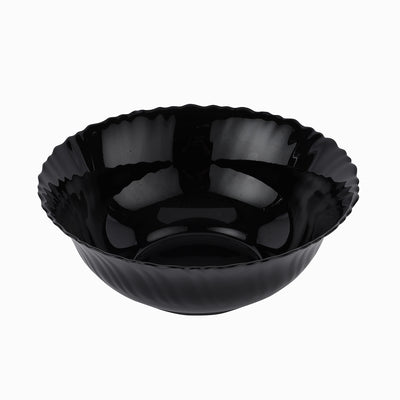 Royalford RF11906 8" Opalware Salad Bowl| stylish black wave design & chip-resistant durability| lightweight build & is microwave & dishwasher safe for daily use|