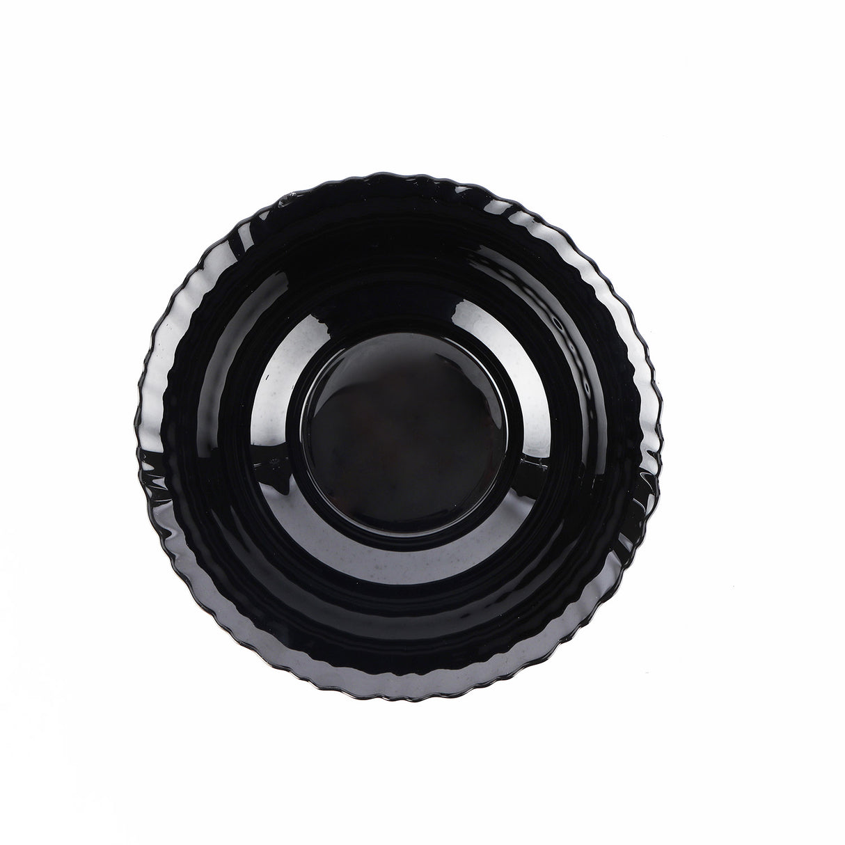 Royalford RF11906 8" Opalware Salad Bowl| stylish black wave design & chip-resistant durability| lightweight build & is microwave & dishwasher safe for daily use|