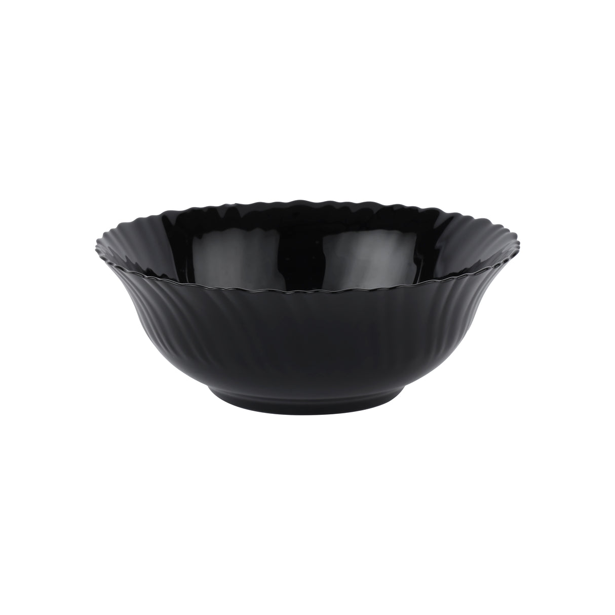 Royalford RF11906 8" Opalware Salad Bowl| stylish black wave design & chip-resistant durability| lightweight build & is microwave & dishwasher safe for daily use|
