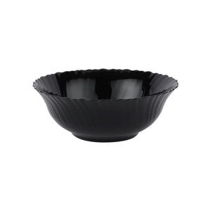 Royalford RF11906 8" Opalware Salad Bowl| stylish black wave design & chip-resistant durability| lightweight build & is microwave & dishwasher safe for daily use|