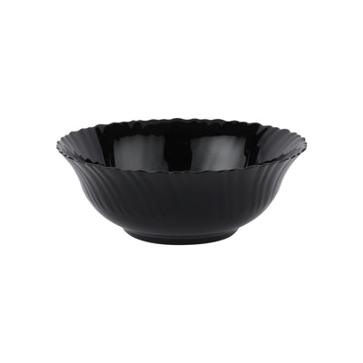 Royalford RF11906 8" Opalware Salad Bowl| stylish black wave design & chip-resistant durability| lightweight build & is microwave & dishwasher safe for daily use|