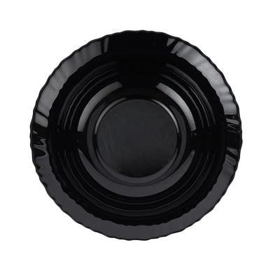 Royalford RF11907 9" opalware soup bowl| black wave design, lightweight & chip-resistant| microwave and dishwasher safe, ideal for serving soups, salads, and daily meals|