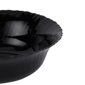 Royalford RF11907 9" opalware soup bowl| black wave design, lightweight & chip-resistant| microwave and dishwasher safe, ideal for serving soups, salads, and daily meals|