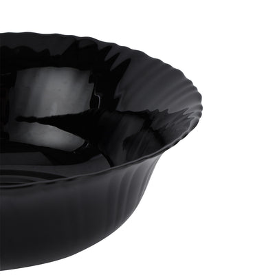 Royalford RF11907 9" opalware soup bowl| black wave design, lightweight & chip-resistant| microwave and dishwasher safe, ideal for serving soups, salads, and daily meals|