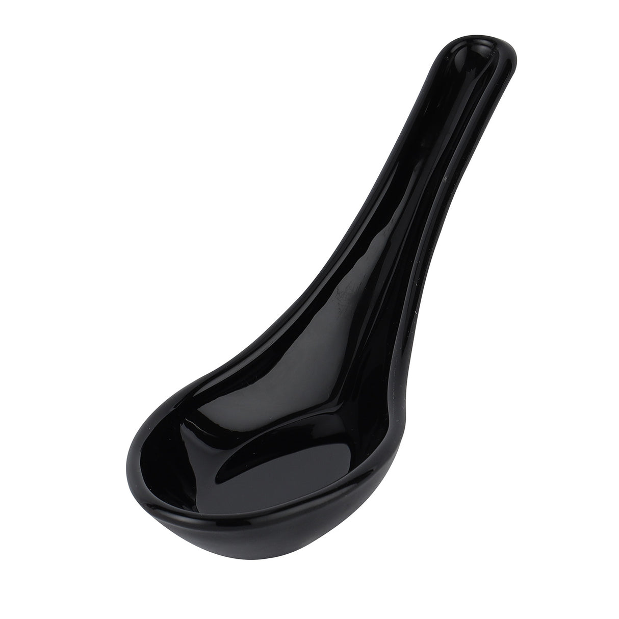 RoyalFord RF11908 Opalware Soup Spoon | Black Wave Series | Lightweight, Chip Resistant , Microwave & Dishwasher Safe | Durable Serving Spoon for Soup & Dining Use