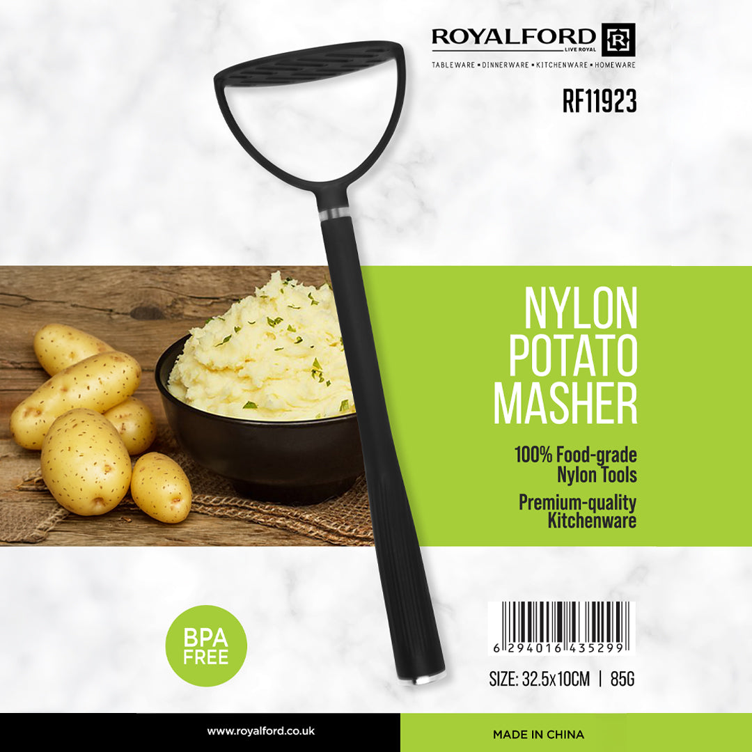 Royalford RF11923 Nylon Potato Masher| BPA-free, food-grade material with durable design| ergonomic handle & non-stick safe head for smooth, effortless mashing|
