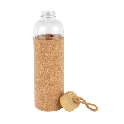 Royalford RF11927 Glass Water Bottle 1000ML | Protective Cork Sleeve and Bamboo Lid | BPA Free | Leak Resistant and Eco Friendly Reusable Drinking Glass Water Bottle