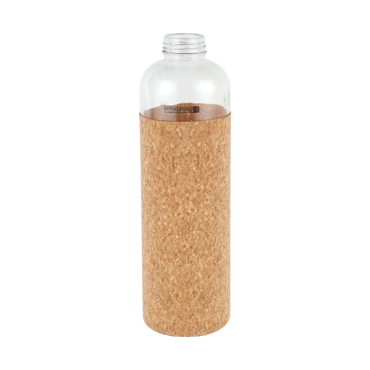 Royalford RF11927 Glass Water Bottle 1000ML | Protective Cork Sleeve and Bamboo Lid | BPA Free | Leak Resistant and Eco Friendly Reusable Drinking Glass Water Bottle