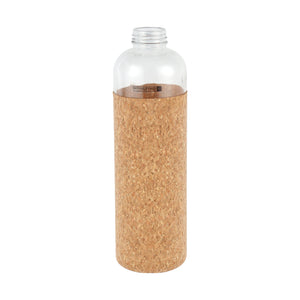 Royalford RF11927 Glass Water Bottle 1000ML | Protective Cork Sleeve and Bamboo Lid | BPA Free | Leak Resistant and Eco Friendly Reusable Drinking Glass Water Bottle