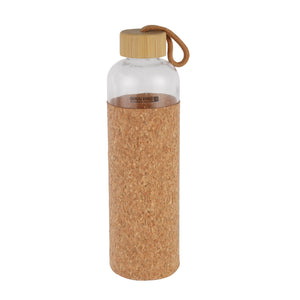 Royalford RF11927 Glass Water Bottle 1000ML | Protective Cork Sleeve and Bamboo Lid | BPA Free | Leak Resistant and Eco Friendly Reusable Drinking Glass Water Bottle