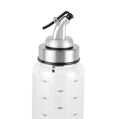 Royalford RF11928 Oil Bottle | 500ml Borosilicate Glass Dispenser | Stainless Steel Pouring Spout |  BPA Free Kitchen Oil & Vinegar Bottle with Measurement Markings