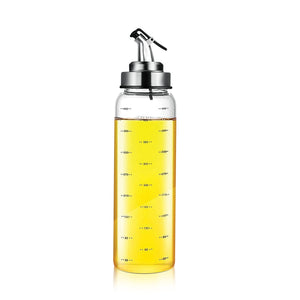 Royalford RF11928 Oil Bottle | 500ml Borosilicate Glass Dispenser | Stainless Steel Pouring Spout |  BPA Free Kitchen Oil & Vinegar Bottle with Measurement Markings