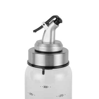 Royalford RF11929 oil bottle 300ml| made of borosilicate glass & stainless steel pouring spout| leak-proof design, BPA-free, ideal for oil, vinegar, sauces & kitchen use|