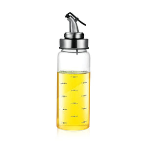 Royalford RF11929 oil bottle 300ml| made of borosilicate glass & stainless steel pouring spout| leak-proof design, BPA-free, ideal for oil, vinegar, sauces & kitchen use|
