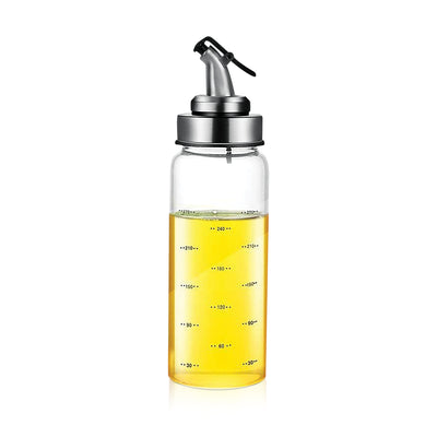 Royalford RF11929 oil bottle 300ml| made of borosilicate glass & stainless steel pouring spout| leak-proof design, BPA-free, ideal for oil, vinegar, sauces & kitchen use|