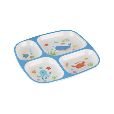 Royalford RF11931 Baby Plate| 4 compartments with made from BPA-free melamine| Durable, odour-free, food-grade kids plate with cute design for safe and easy mealtime use|