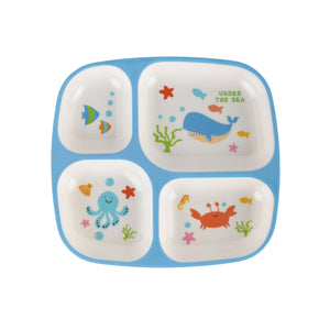Royalford RF11931 Baby Plate| 4 compartments with made from BPA-free melamine| Durable, odour-free, food-grade kids plate with cute design for safe and easy mealtime use|