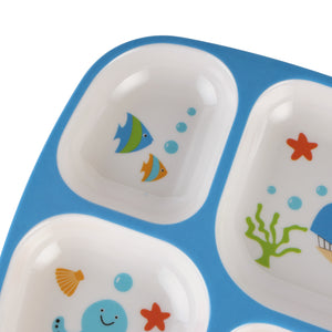 Royalford RF11931 Baby Plate| 4 compartments with made from BPA-free melamine| Durable, odour-free, food-grade kids plate with cute design for safe and easy mealtime use|