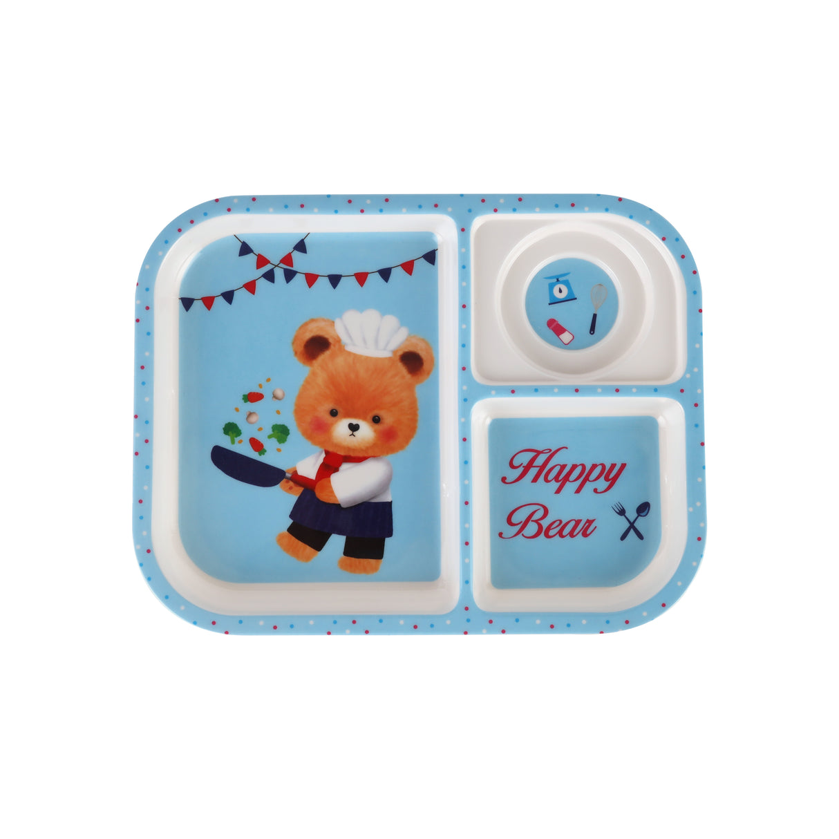 Royalford RF11932 Baby Plate| 3 compartments & made from durable BPA-free melamine| Features a cute design, odor-free material, and ideal for safe, organized kids meals|