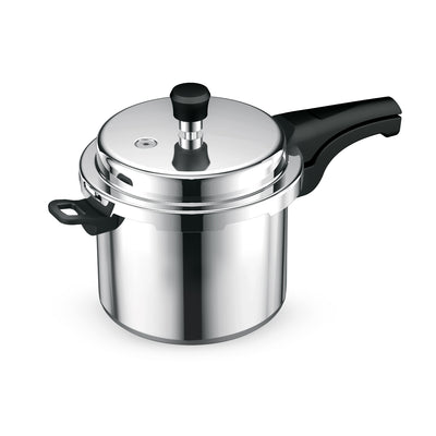 Royalford RF11942NS 5 litre aluminium pressure cooker with improved pressure regulator | anti-implosion lid, strong handle, even heating and multi-cooktop compatibility