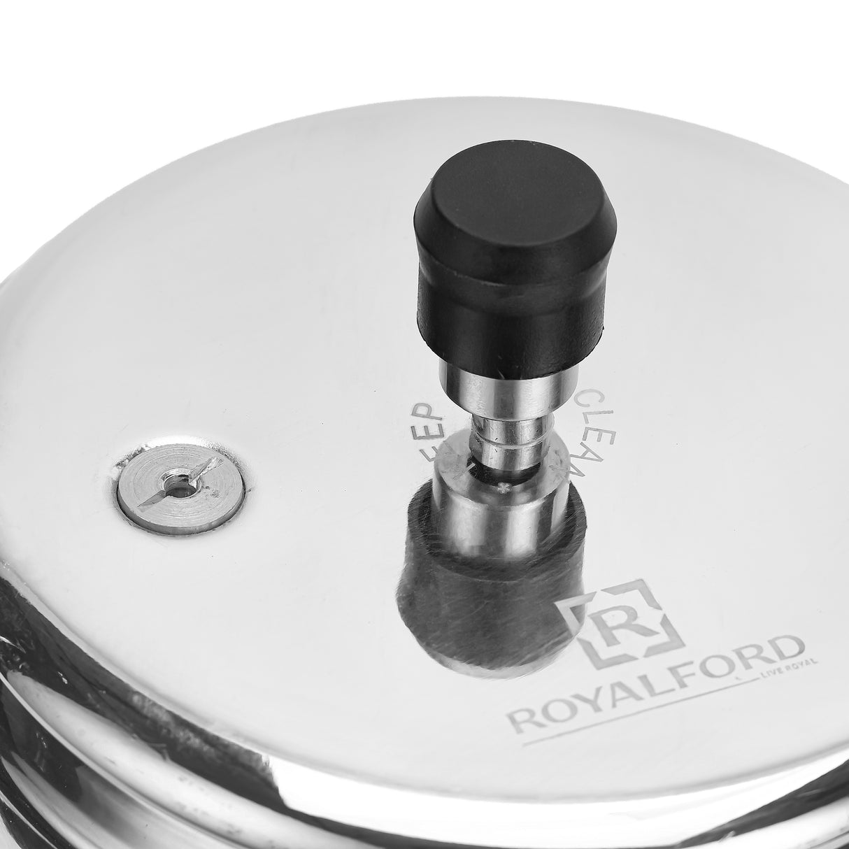 Royalford RF11942NS 5 litre aluminium pressure cooker with improved pressure regulator | anti-implosion lid, strong handle, even heating and multi-cooktop compatibility