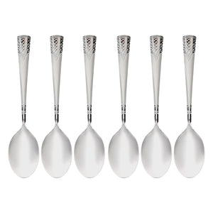 Royalford RF11944 24PCS stainless steel cutlery set| non-magnetic, food-grade material & sandblast finish| durable long handles, rust-resistant and for everyday|