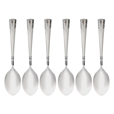 Royalford RF11944 24PCS stainless steel cutlery set| non-magnetic, food-grade material & sandblast finish| durable long handles, rust-resistant and for everyday|