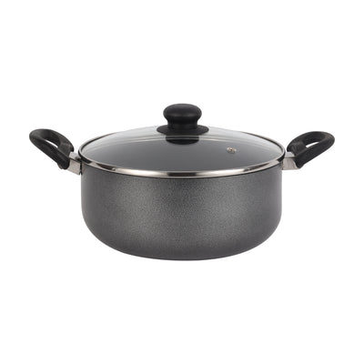 Royalford RF11953 7 Pcs Non-Stick Cookware Set| Press Aluminium with Glass Lids|  Frypan, Saucepan & Casserole| 3 Layer Coating| Strong Bakelite Handles for Daily Use