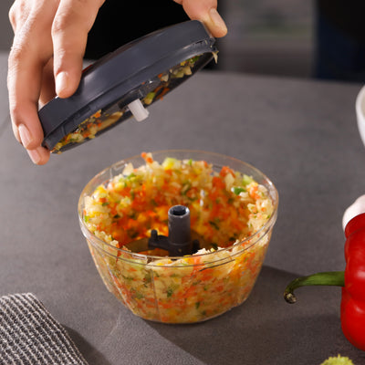 Royalford RF11954 Handy Pull Chopper with manual pull cord| sharp stainless steel blades & durable food-grade body| quick chopping of vegetables, fruits, herbs, and nuts|