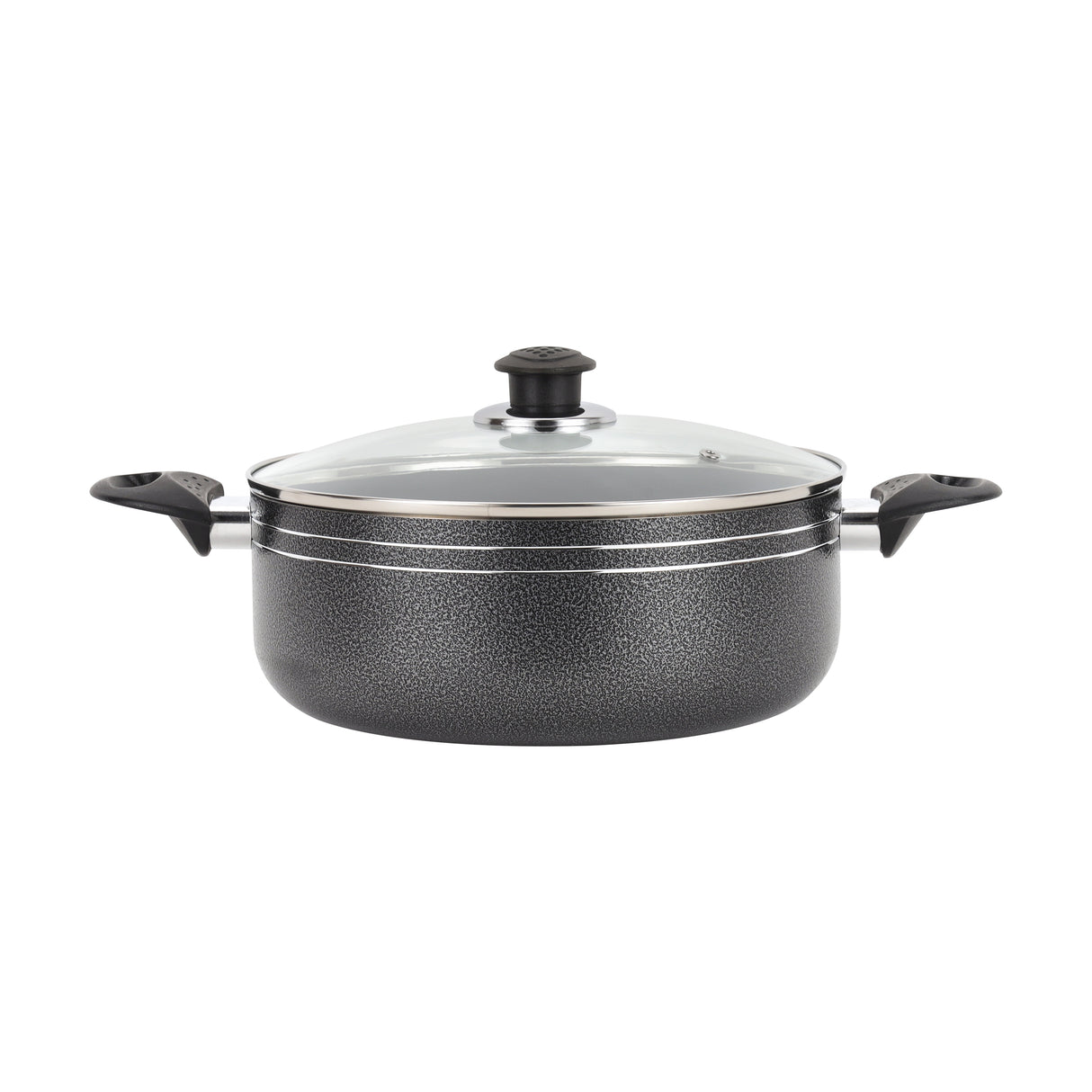 Royalford RF11962 26cm Aluminium Non-Stick Casserole | Tempered Glass Lid | 2.0mm Press Aluminium Body | PTFE & PFOA Free Cookware for Gas, Hot Plate & Halogen Cooking