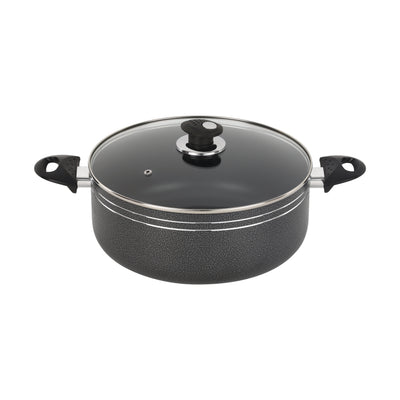 Royalford RF11963 28cm Aluminium Casserole with Lid| Non-Stick Coated Press Aluminium Casserole | Bakelite Handles | Perfect for  Everyday Family Cooking and Kitchen Use