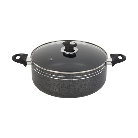 Royalford RF11963 28cm Aluminium Casserole with Lid| Non-Stick Coated Press Aluminium Casserole | Bakelite Handles | Perfect for  Everyday Family Cooking and Kitchen Use