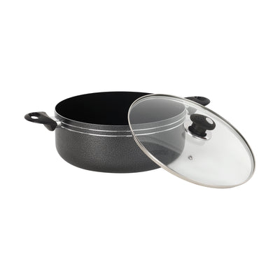 Royalford RF11963 28cm Aluminium Casserole with Lid| Non-Stick Coated Press Aluminium Casserole | Bakelite Handles | Perfect for  Everyday Family Cooking and Kitchen Use