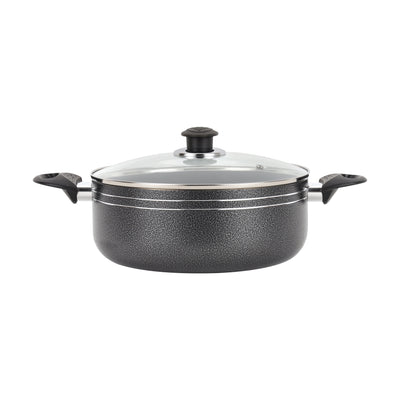 Royalford RF11965 32cm Aluminium Casserole | Non-Stick Coating |  Tempered Glass Lid|  Strong Bakelite Handles |  Heat Resistant Body for Large Capacity Family Cooking